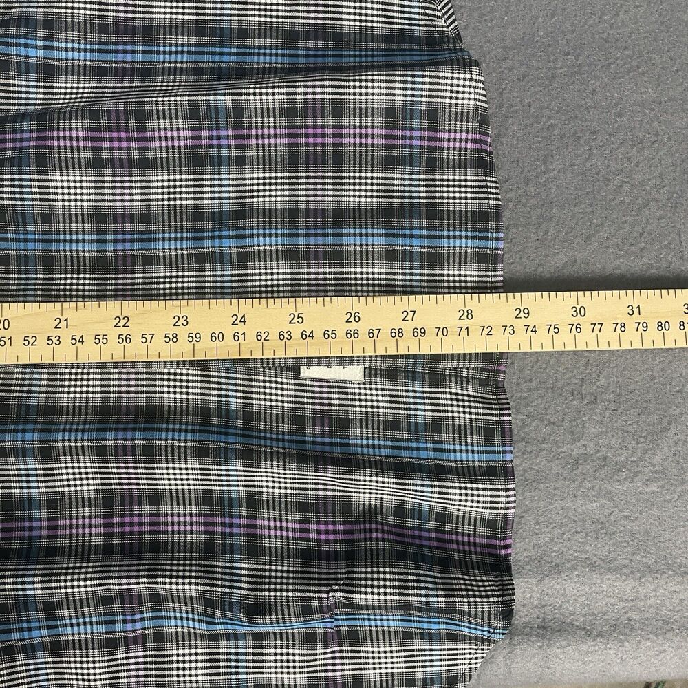 Peter Millar Button Down Men Shirt M Plaid Long Sleeve Purple Blue Cotton Preppy - Picture 14 of 14